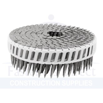 15deg Knurled Metal Sharp Point Plastic Collated Coil Nails Electro Galvanised  2.5mm x 45mm (6,000/200) per each