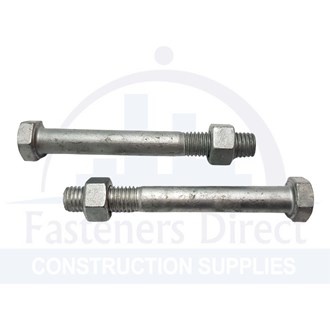 Hex Head Bolt & Nut Hot Dip Galvanised M10 x 100mm (50) per each