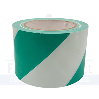 Barrier Tape Green & White 75mm x 100M per roll