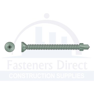 QuikDrive Self Drilling Metal Screw w/Wing #2 Square Drive Recess Galvanised 10 x 55mm (1000) per each