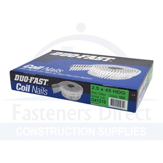 Duofast Coil Nail Smooth Shank Hot Dip Galvanised 2.5mm x 45mm (1,800/300) per each
