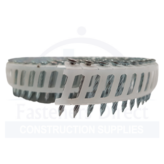 Screw Shank Plastic Collated Flat Head Hardened Coil Nail Electro Galv Max 32mm (6,000/200) per each