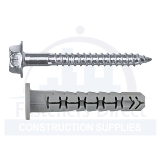 Nylon Frame Fixing Absolute Plug with Collared Hex T40 Galvanised Bolt 10mm x 160mm per each