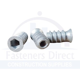 Hex Timber Insert Flange Nut Zinc 6mm per each
