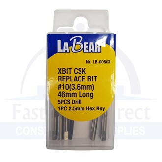 Ez Drill Bit Replacement LA Bear #10 x 45.5mm [5 x Bit 1 x Key] per pack 