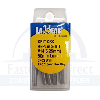 Ez Drill Bit Replacement LA Bear #14 x 60mm [5 x Bit 1 x Key] per pack