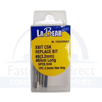 Ez Drill Bit Replacement LA Bear #8 x 46mm [5 x Bit 1 x Key] per pack