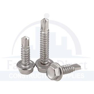 Self Drilling Screw For Bi-Metal Hex Head 304 Stainless Steel 12g-14 x 45mm per each