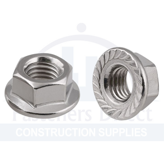 Serrated Flange Nut 304 Stainless Steel M5 (100) per each