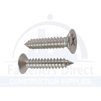 Self Tapping Screw Countersunk Head 304 Stainless Steel 10g x 1 1/2